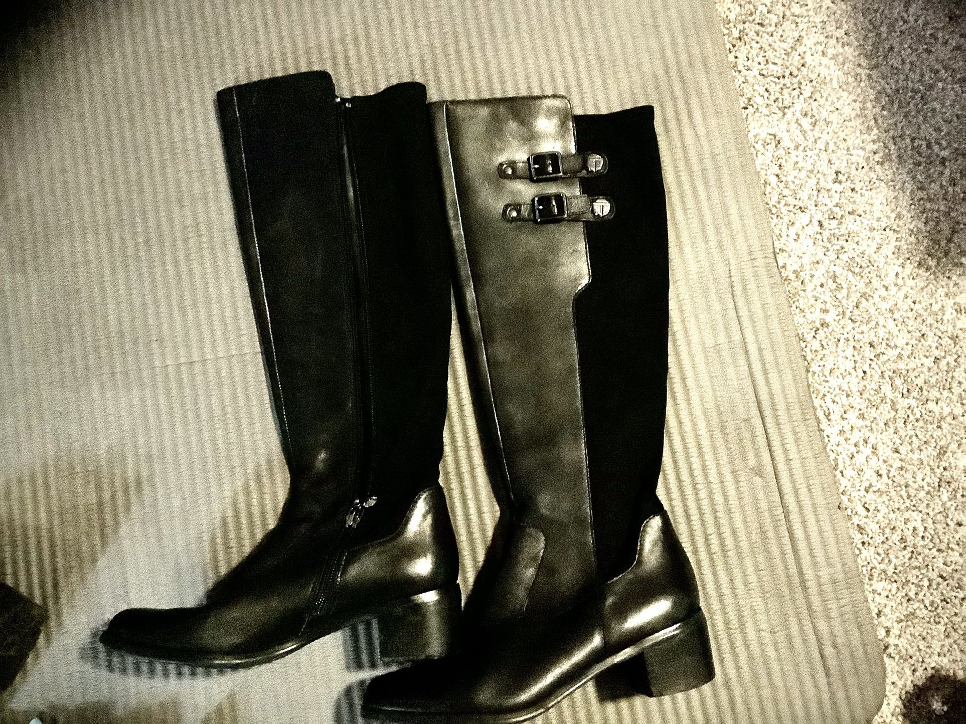 Tahari Black Leather Boots And Sandals For Sale