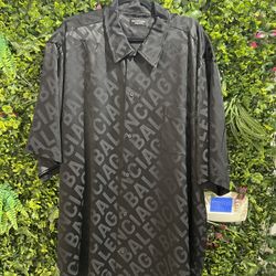 Balenciaga “Slant Monogram Print” Button-Down Shirt