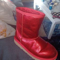Red Metallic Glitter Ugg Boots Size 2