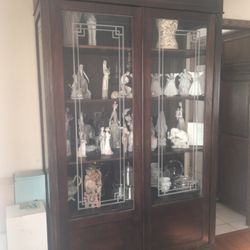 Wood China cabinet Curio Cabinet Antique from Naples Italy