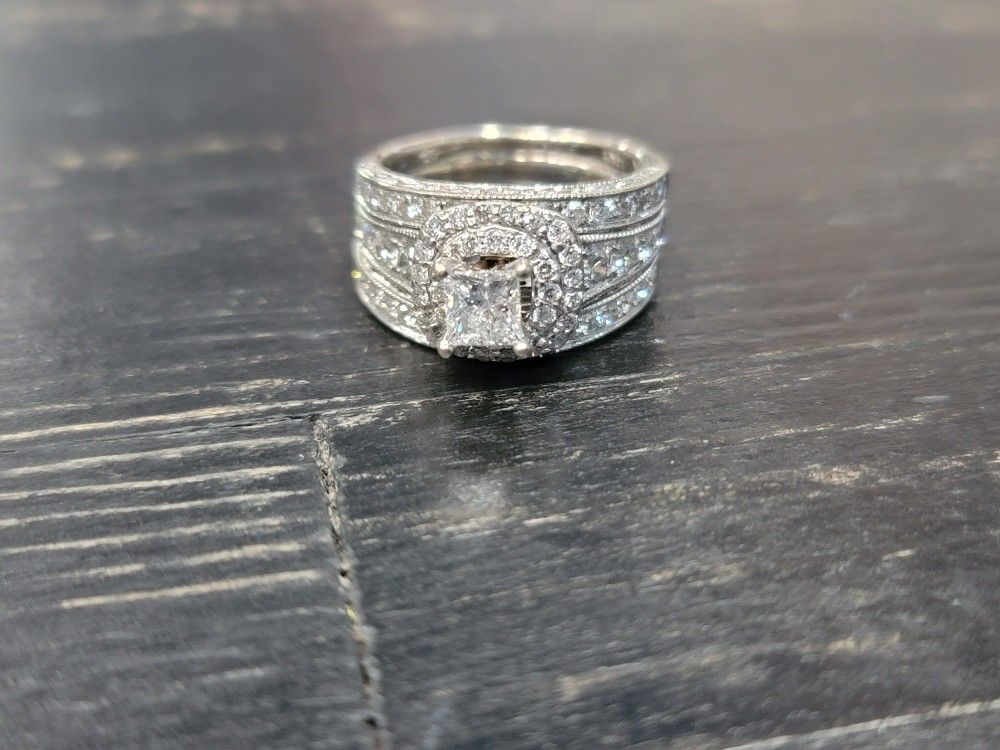 14 Carat White Gold Wedding Ring And Engagement Band Carat Total