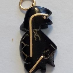 10k Yellow Gold Agate Black Onyx Charm