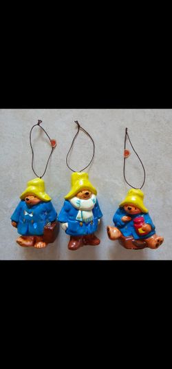 Vintage 1978 Eden Toys Paddington Bear Christmas Ornament Made In Japan Set Of 3