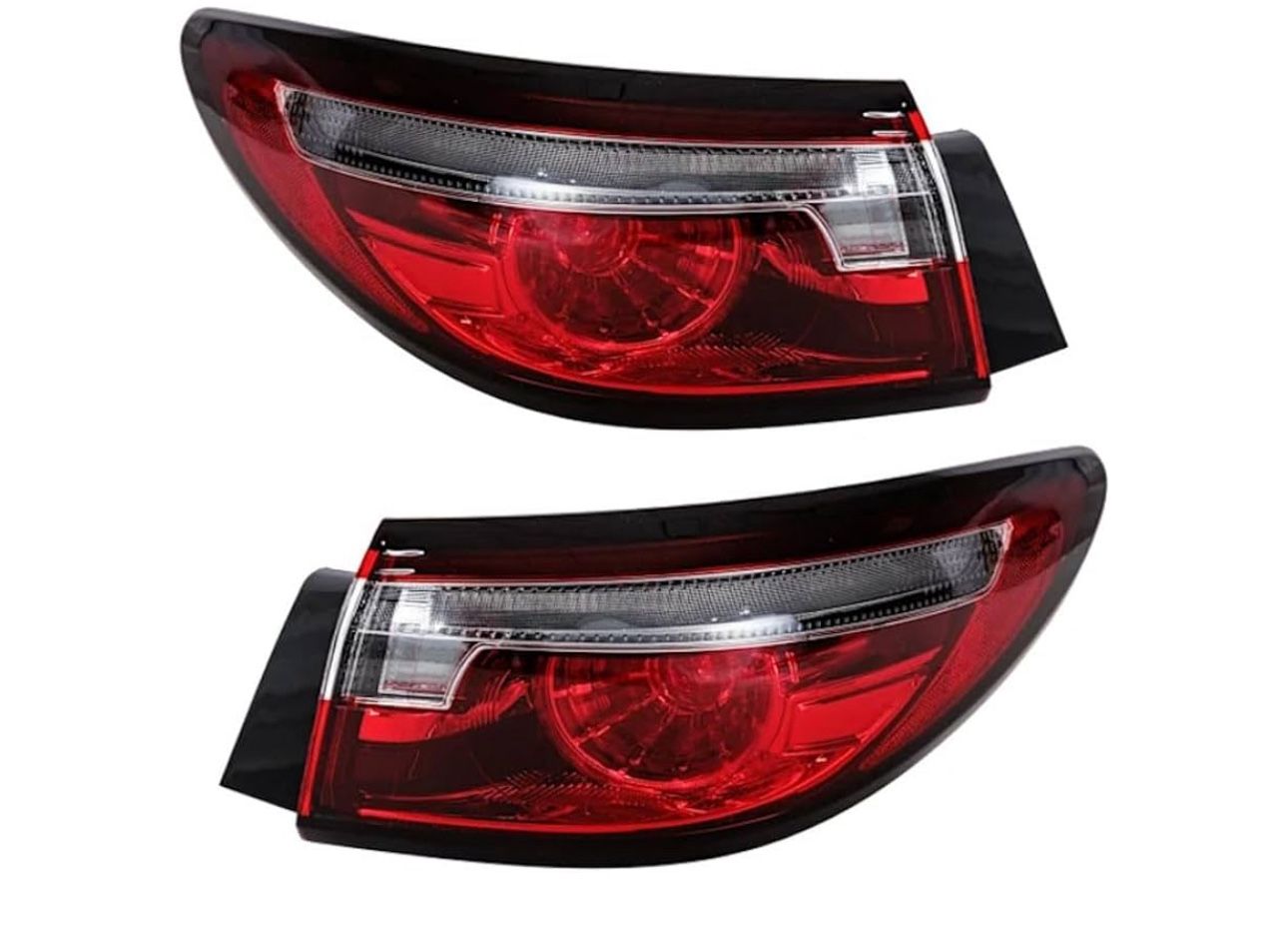 KarParts360 For Mazda 6 2018 2019 2020 2021 Tail Light Driver And Passenger Side | Pair | Outer | Clear & Red Lens | Chrome Housing | With Bulbs | For