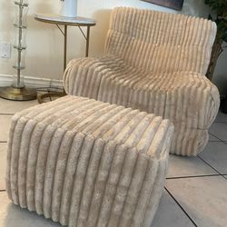 Memory Foam Bean Bag Chairs with Thickened Non-Slip Corduroy Cover,Lazy Floor Sofa, CAMEL