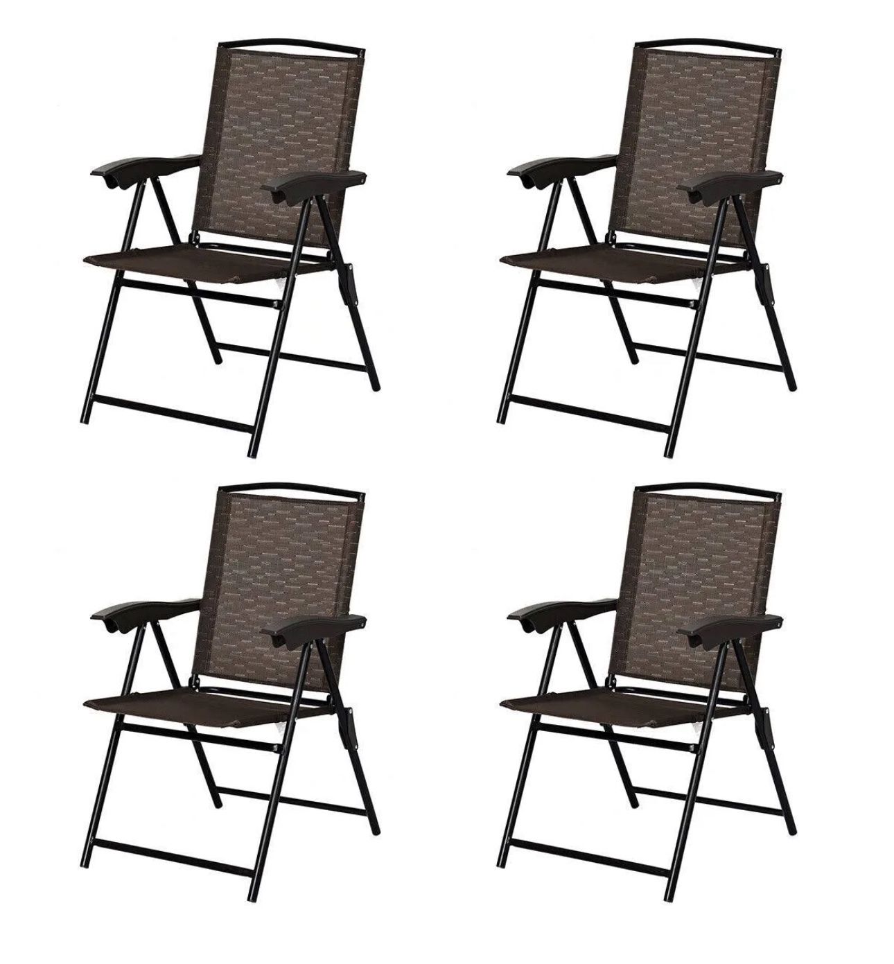 Set of 4 Folding : Outdoor Chairs Dining Chairs Textilene Deck Chair Adjustable Backrest Patio Garden Pool