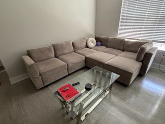 8 piece Taupe Sectional Couch With Storage