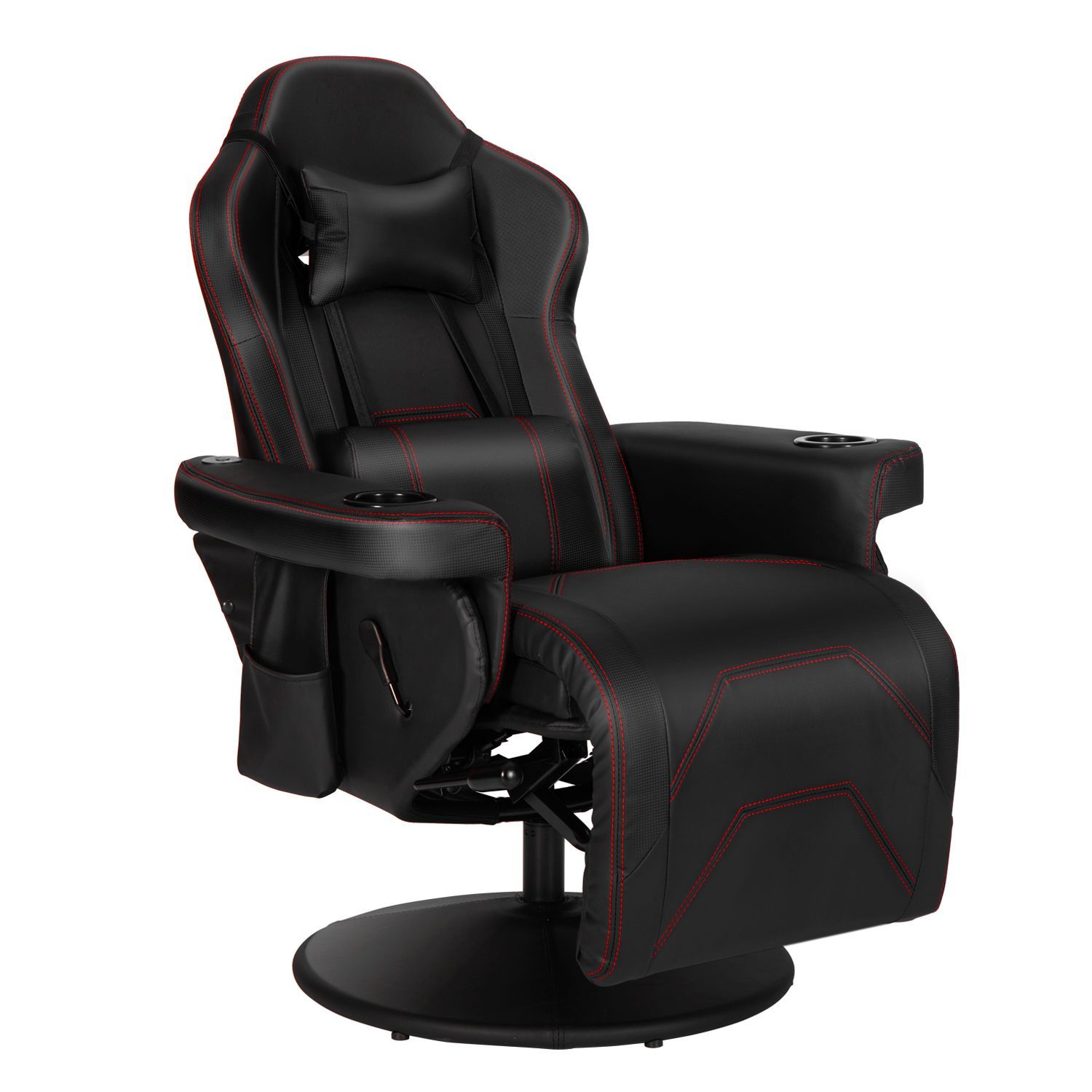 Massage Gaming Chair Recliner Swivel Computer Office Chair with Cupholder, Black