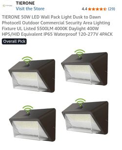 4PK Wall Mount LED Lights Bright White Daylight 5500 Lumen