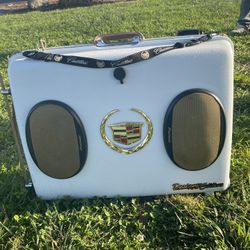 Custom Cadillac Samsonite Suitcase, Bluetooth Speaker 