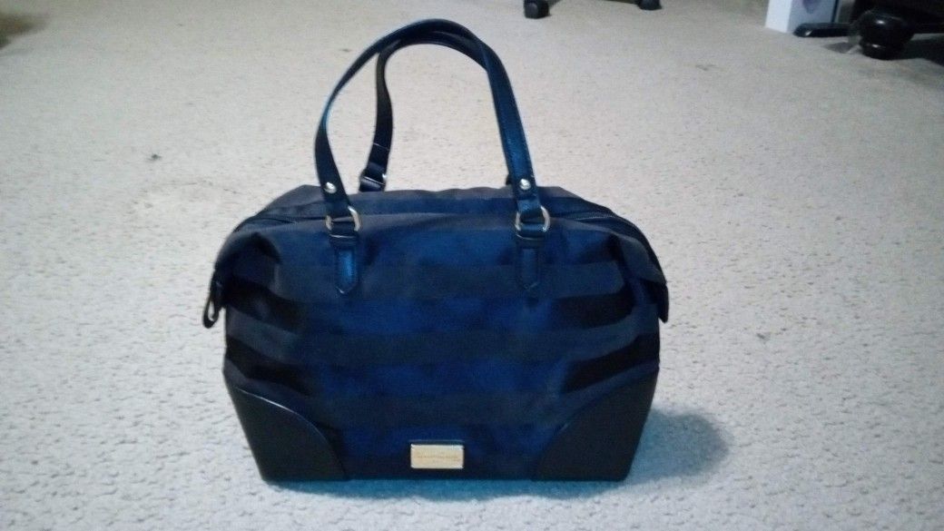 Tommy Hilfiger Black on Black Striped Satchel Handbag