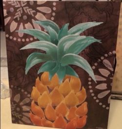 Hand Painted Pineapple Painting 16" W x just Over 20" L