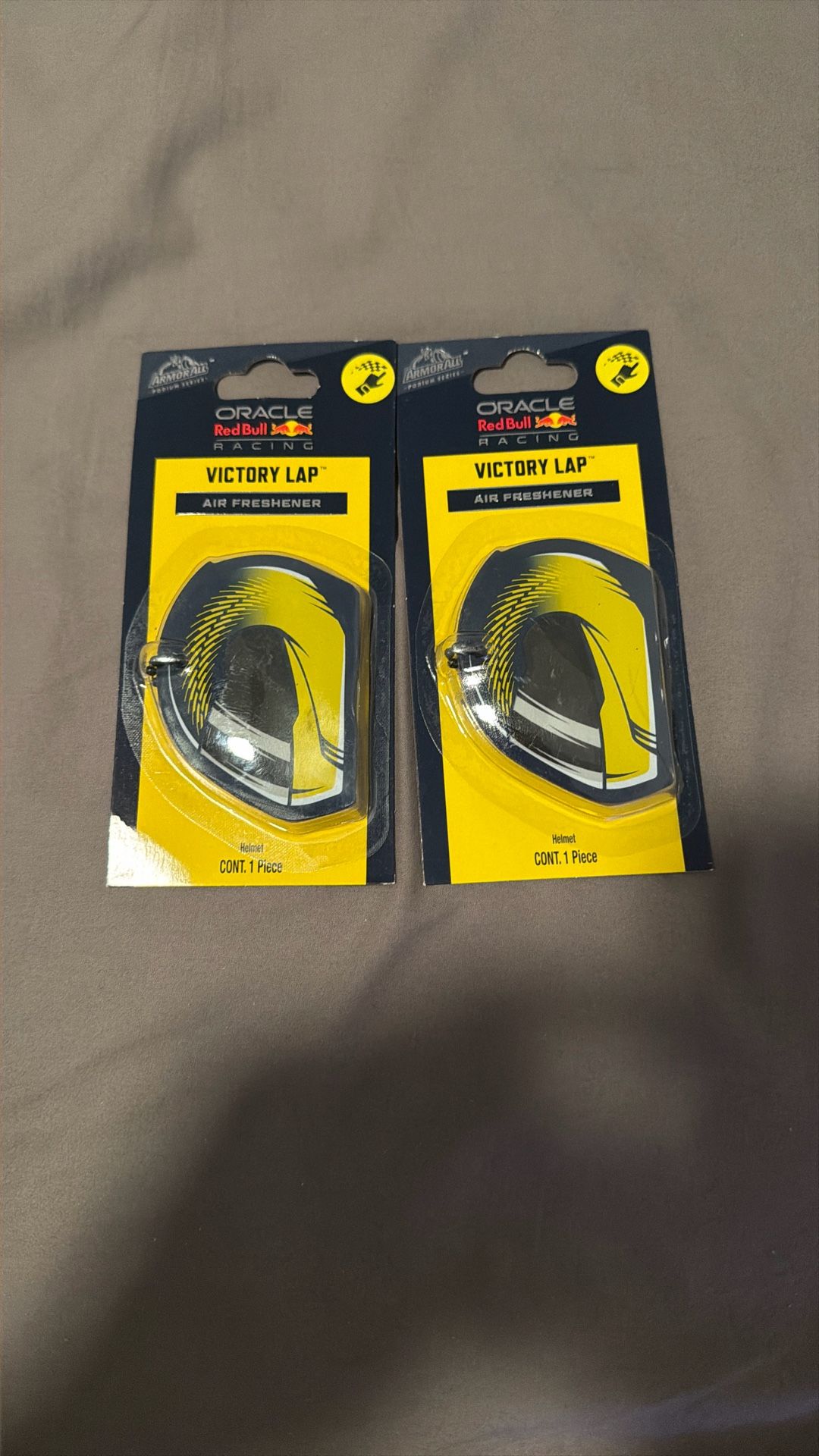 2 - Armor All Podium Series Hanging Car Air Freshener (Victory Lap Scent), Long Lasting Logo Helmet Perfume Combines Rugged Oceanic Cologne with Notes