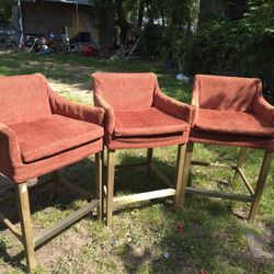 🪑 Set of 3 High Bar Chairs with Back & Armrests – Super Comfortable