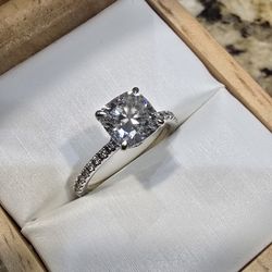 Stunning 1.63 Carat Center Stone Chusion Cut Engagement Ring