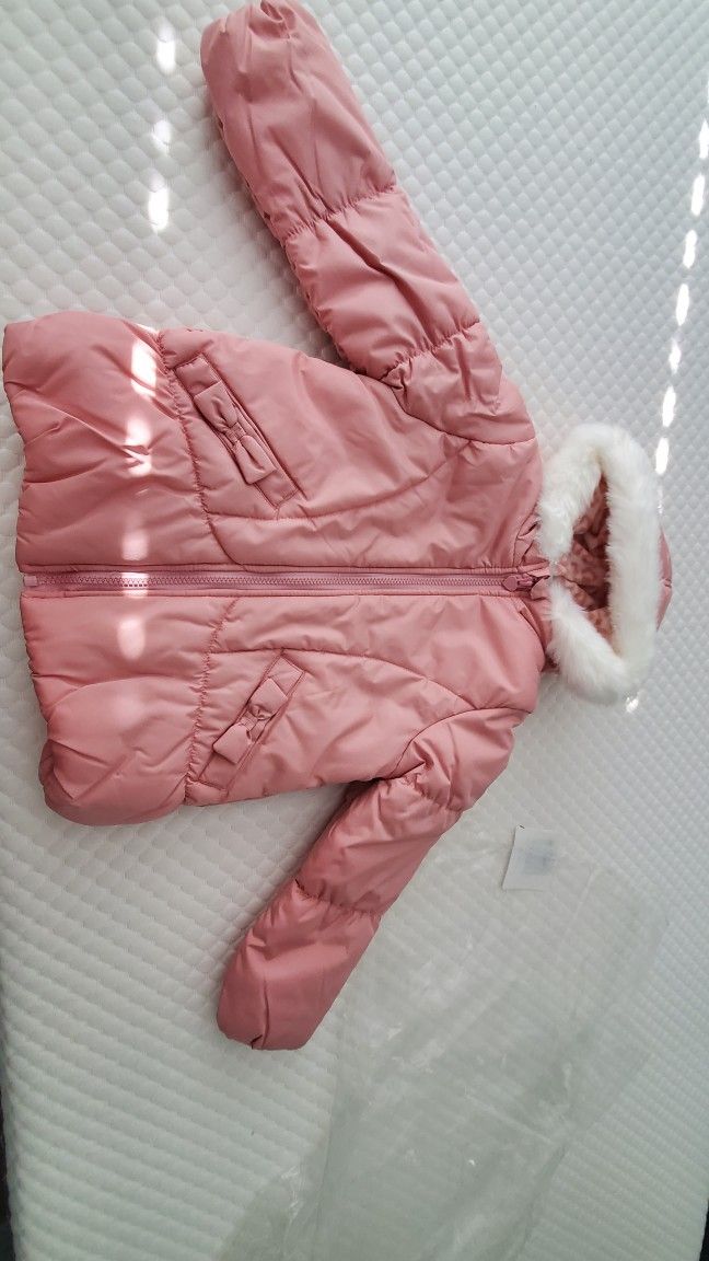 Pink Jacket Faux Fur Inside Ages 5-6 Brand New