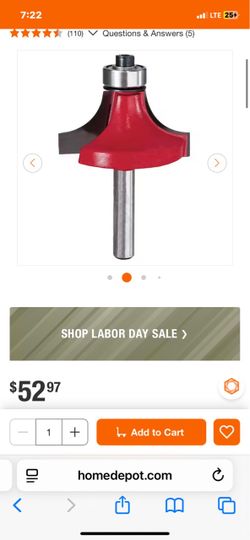 Router Bit DR34116 1/4" Shank 1/2" Radius