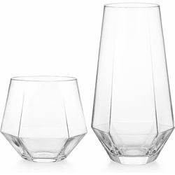 Oojami 48 Pack Diamond Clear Unbreakable Stemless Plastic Glasses