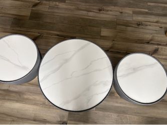 Modern 3-Piece Nesting Coffee Table Set – Faux Marble Top & Gold Base