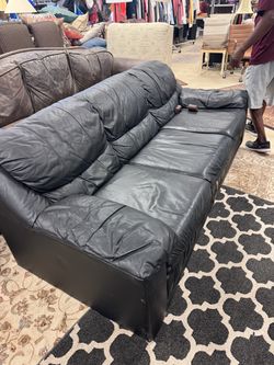 Black Leather 3-Seat Sofa Sleeper