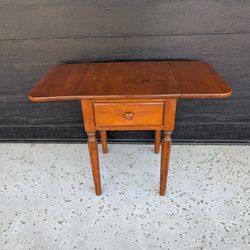 Small Vintage Drop Leaf Side Table With Drawer