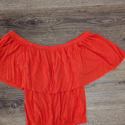 Off-Shoulder Orange Top