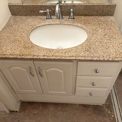 Bathroom vanity with sink and faucet