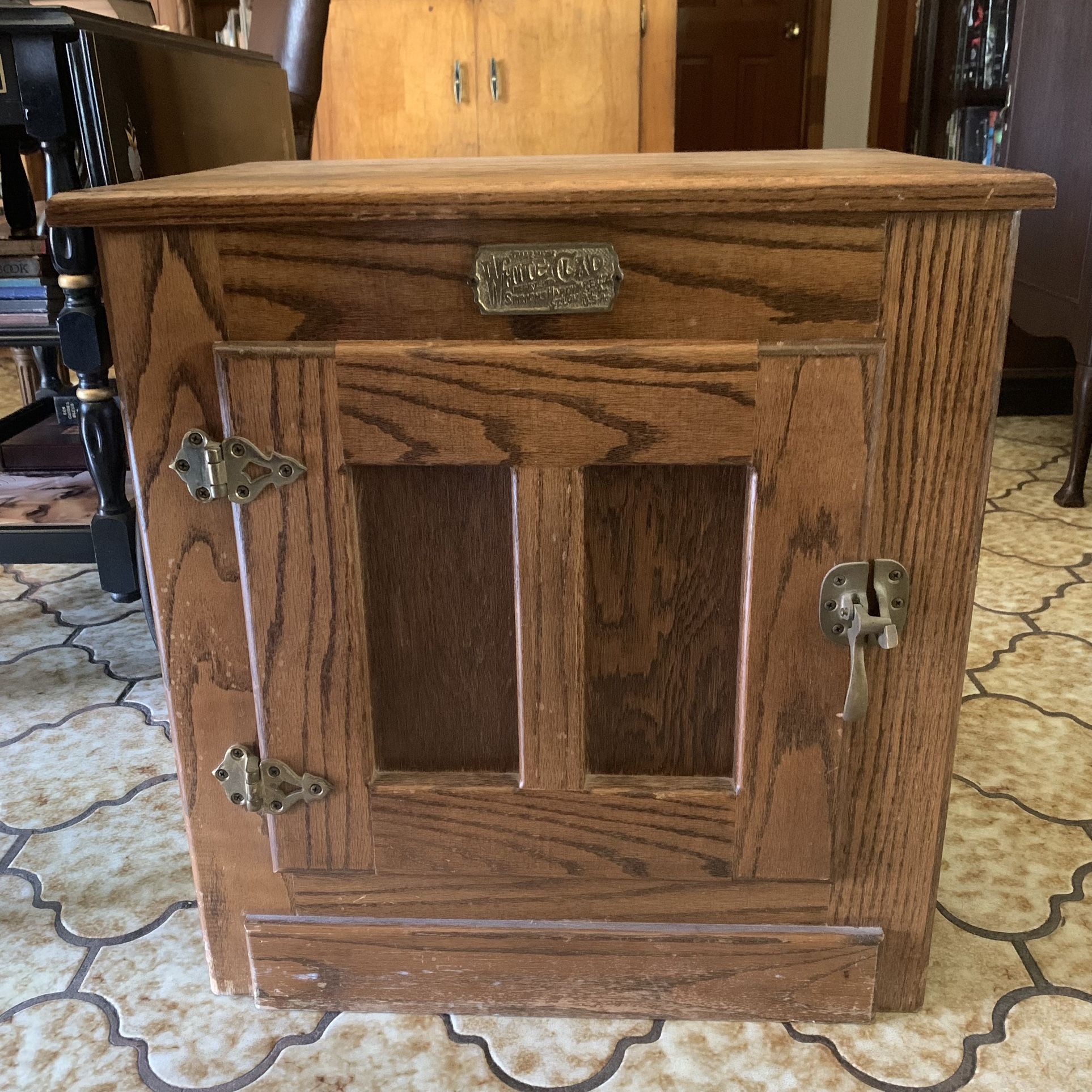 White Clad Registered Simmons Hardware vintage reproduction ice box night stand or end table