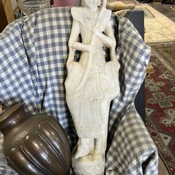 Antique Chinese-Mongolian Carved Marble Warrior Extremely Heavy 