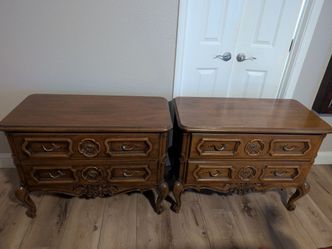 Pair of Vintage Drexel French Provincial 2-Drawer Nightstands