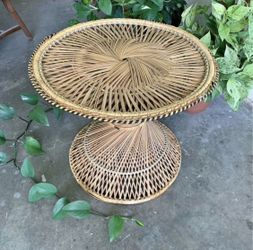 Vintage Rattan Wicker Table