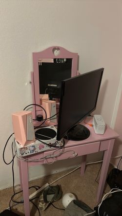 Pink vanity desk