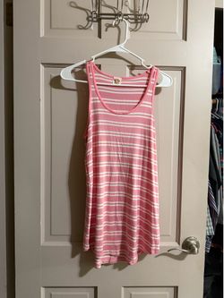 Women’s Pink Foot Striped Tank Top Pink And White Size Small