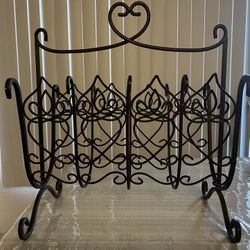 Black iron magazine rack