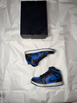 Air Jordan 1 Mid Royal Blue Black Sneakers