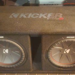 2 Kicker CompR 12" Subwoofers In Ported Box with Hifonics Amplifier And Wiring 