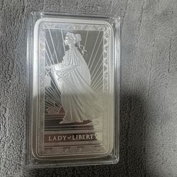 10 oz silver bar lady of liberty