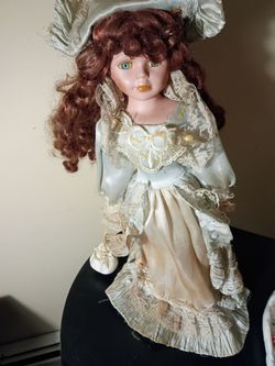 Porcelain Collector Doll with Lace Dress