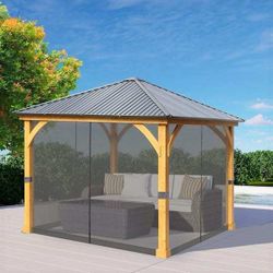 ES115 $20  12 ft. x 12 ft. Universal Replacement Mosquito Netting for Patio Gazebos with Zippers (Mosquito Net Only) - Gray  ENHANCED BUG DEFENSE: Hex