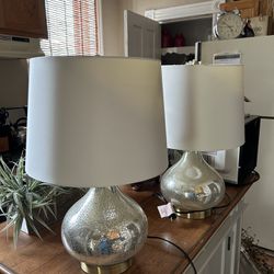 Pair Of Mercury Glass Accent Bedroom Lamps