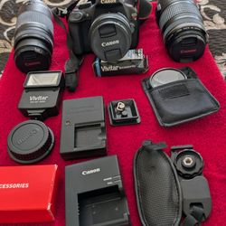 Canon EOS Rebel T5 Camera With 3 Lenses, Case, And Accessories 