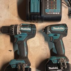 Set of Makita drill set with 2 batteries 5.0Ah and Charger