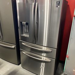 Stainless Steel 22 Cu. Ft. Food Showcase Counter Depth 4-Door French Door Refrigerator 