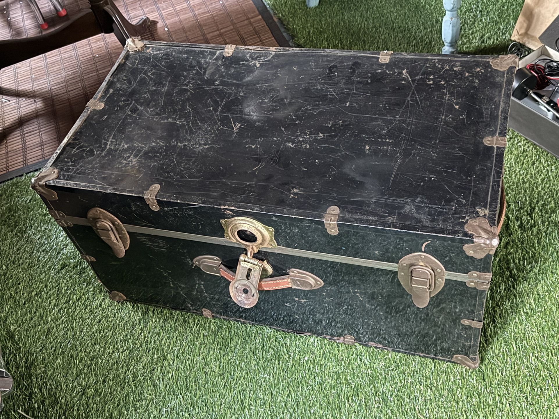 Vintage Large Metal Trunk Chest