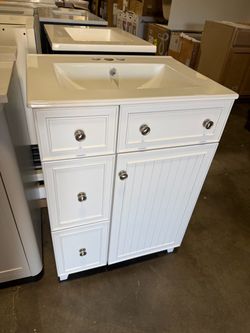 White Bathroom Vanity with Sink Top 24”
