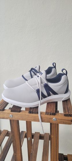 Women's FootJoy FJ Leisure Slip On Golf Shoes Grey / Navy Blue 92909 size 5 1/2 M.