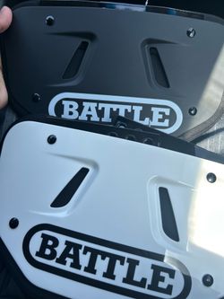 Battle backplates, black, white, 13-15 year old football players.