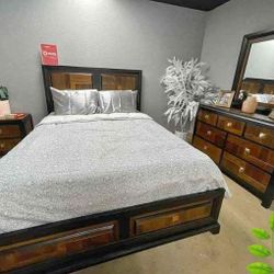 Patra Bedroom Set Queen or King Bed Dresser Nightstand and Mirror Chest Options 