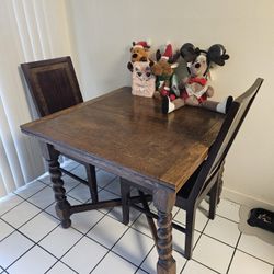Square Extendable Wooden Table With Two Chairs (H30" L/W 36")