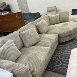 New Corduroy Sectional Sofa Couch! Includes Free Delivery 🚚! 